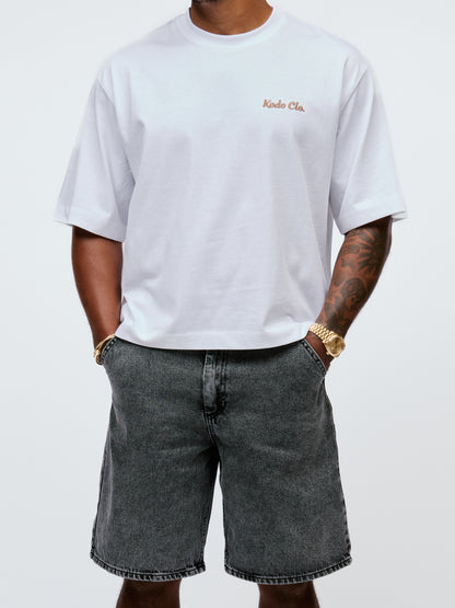 Kodo Clo. Boxy Cropped T-Shirt - White / Rose Gold Logo