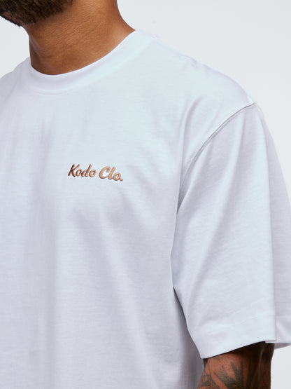 Kodo Clo. Boxy Cropped T-Shirt - White / Rose Gold Logo