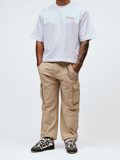 Kodo Clo. Utility Cargo Trousers with Chain - Beige