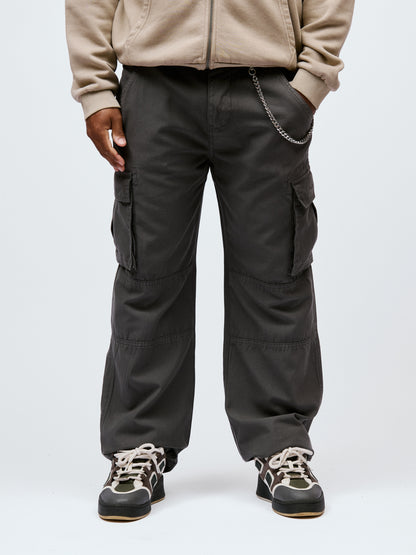 Kodo Clo. Utility Cargo Trousers with Chain - Grey