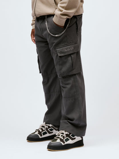 Kodo Clo. Utility Cargo Trousers with Chain - Grey