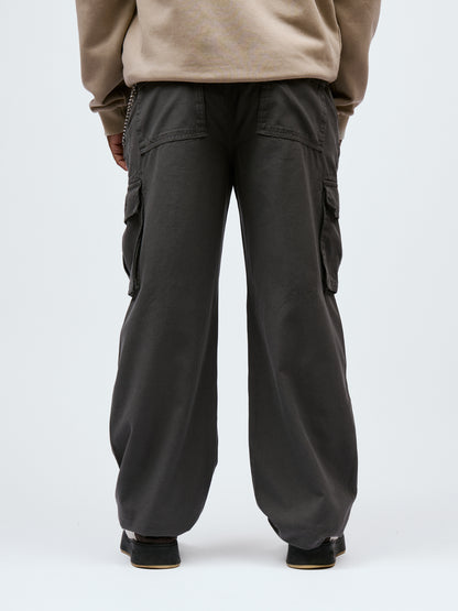 Kodo Clo. Utility Cargo Trousers with Chain - Grey