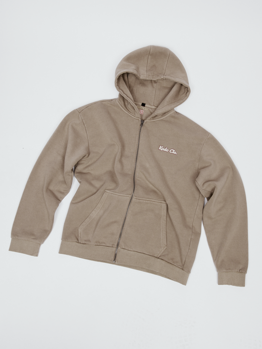 Kodo Clo. Vintage Heavy Zip Hoodie - Beige