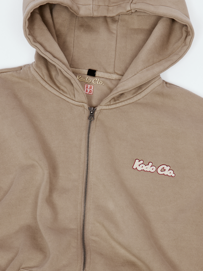 Kodo Clo. Vintage Heavy Zip Hoodie - Beige