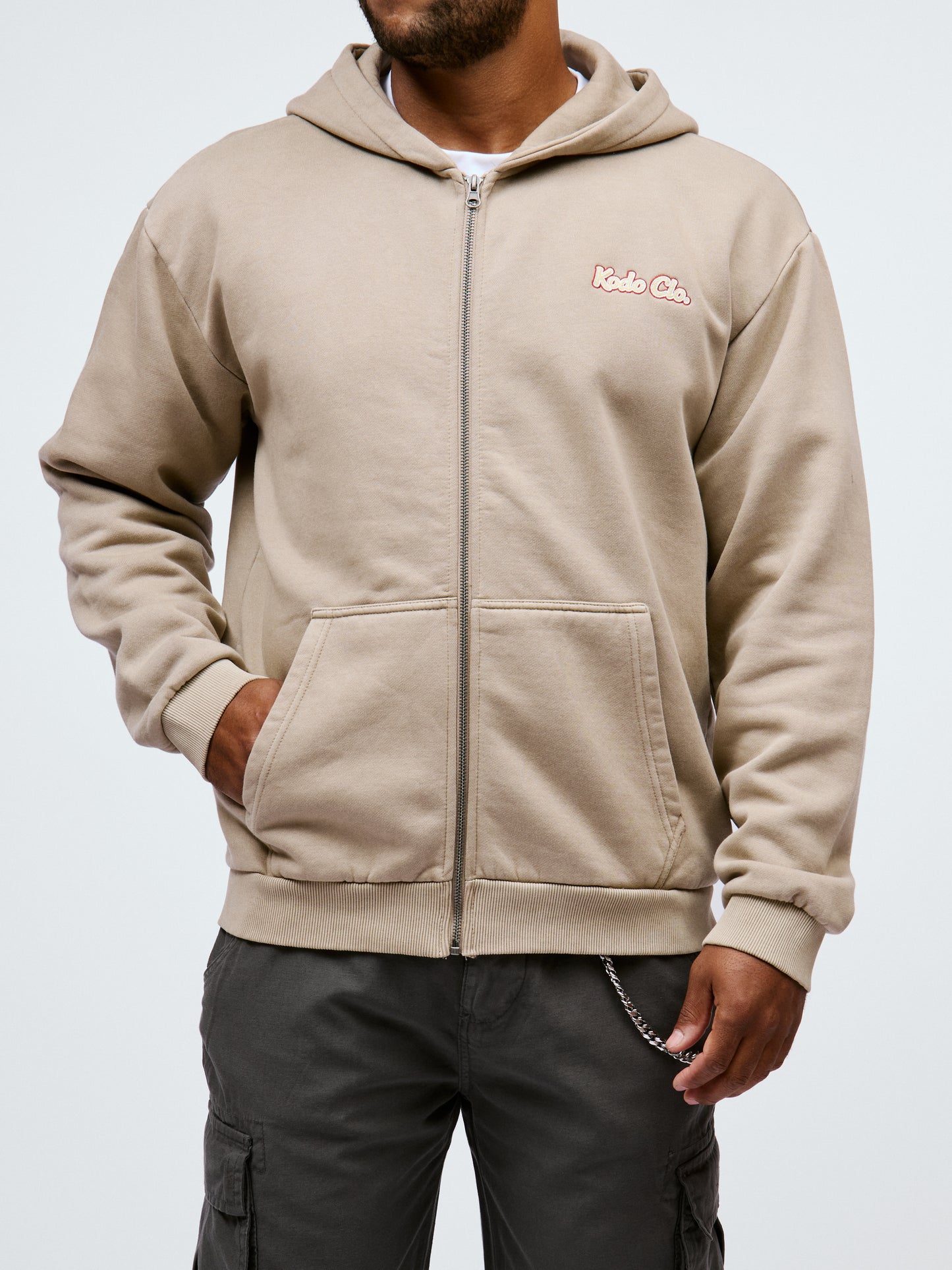 Kodo Clo. Vintage Heavy Zip Hoodie - Beige