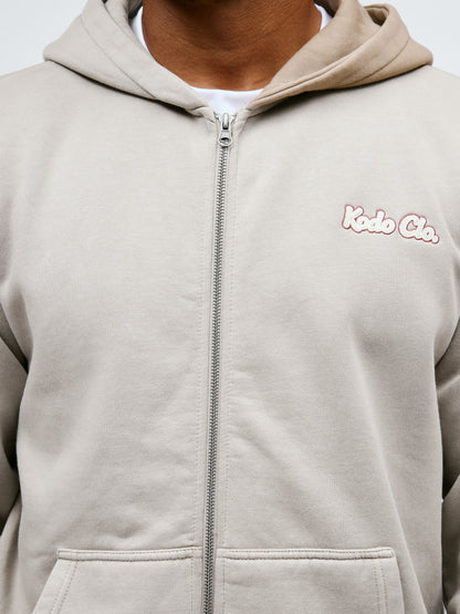 Kodo Clo. Vintage Heavy Zip Hoodie - Beige
