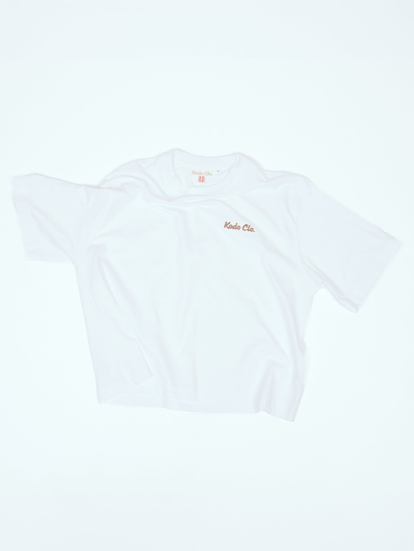Kodo Clo. Boxy Cropped T-Shirt - White / Rose Gold Logo